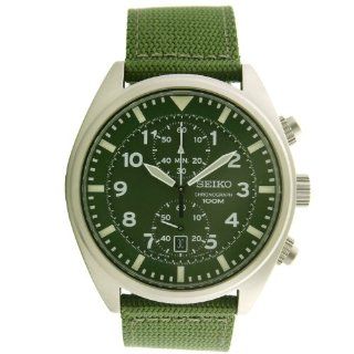 Seiko Men's SNN239P1 Chronograph Military Green Strap Watch at  Men's Watch store.