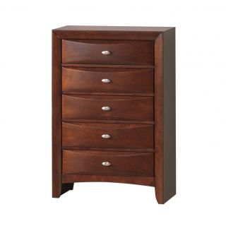 Global Furniture Usa Linda Merlot Chest Wine Size 5 drawer