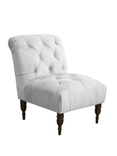 Tufted Armless Chair in Velvet White by Platinum Collection by SF Designs