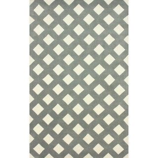 Nuloom Hand tufted Trellis Grey Wool Rug (76 X 96)