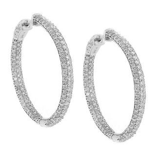 3 Row Diamond Pave Hoop Earrings Jewelry