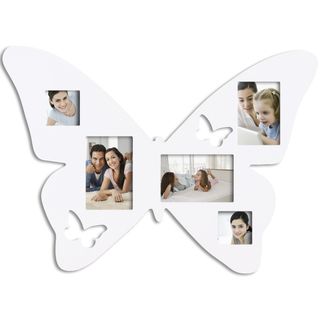 Adeco Adeco 5 photo White Wood Butterfly Picture Frame White Size 4x6