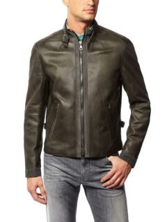 Twill Tape Leather Jacket by John Varvatos Collection