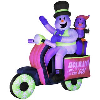 Inflatable Neon Snowman On Scooter