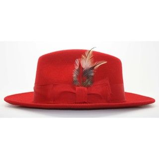 Ferrecci Mens Red Fedora Hat