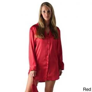 Alexander Del Rossa Del Rossa Womens Satin Sleep Shirt Red Size XL (16)