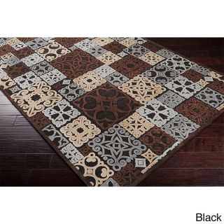 Surya Carpet, Inc Hand woven Damask Routt Contemporary Area Rug (76 X 106) Black Size 76 x 106