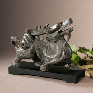 Dark Mahogany Dragon Sculpture