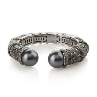 "Sealed with a Pearl" Crystal and Simulated Pearl Kissable Cuff Bracelet
