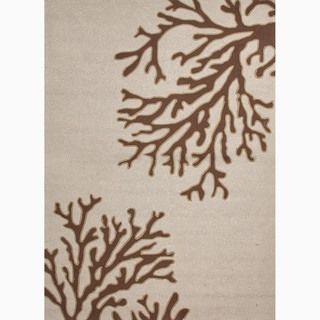 Hand made Coastal Pattern Ivory/ Brown Polypropylene Rug (9x12)