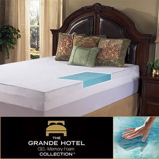 Grande Hotel Collection 4 inch Gel Memory Foam Mattress Topper With 300 Thread Count Egyptian Cotton Cover