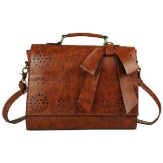 Ecosusi Women Large Vintage Leather Saddle Messenger Bag Lady Top Handle Briefcase Handbag Satchel (Black) Shoes