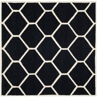 Safavieh Handmade Moroccan Cambridge Black/ Ivory Contemporary Wool Rug (8 Square)