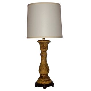 Distressed Tan With Yellow Wash Ceramic Table Lamp