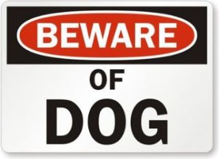 SmartSign Aluminum Sign, Legend "Beware of Dog", 7" high x 10" wide, Black/Red on White Yard Signs