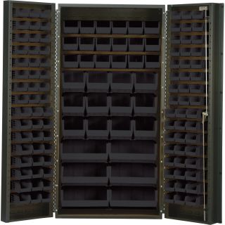 Quantum Storage Cabinet With 132 Bins — 36in. x 24in. x 72in. Size, Black  Storage Bin Cabinets