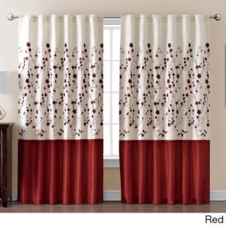 Sidney Embroidered Panel Sidney Embroidered Color Block 84 Inch Curtain Panel Red Size 54 x 84