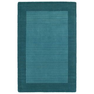 Borders Hand tufted Turquoise Wool Rug (96 X 130)