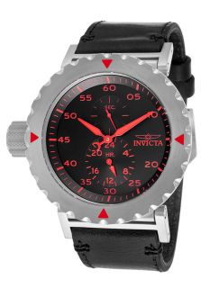 Invicta 14637  Watches,Mens I Force Black Dial Black Genuine Leather, Casual Invicta Quartz Watches