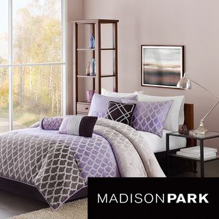 Jla Home Madison Park Sidney Purple 7 piece Comforter Set Brown Size Queen