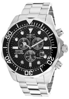 Invicta 12568  Watches,Mens Pro Diver Chrono Silver Tone Steel Black Carbon Fiber Dial, Casual Invicta Quartz Watches