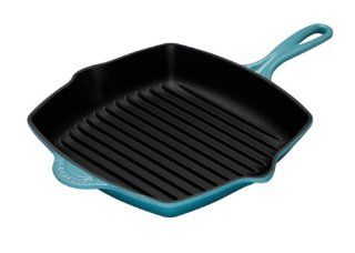 Le Creuset Enameled Cast Iron 10 1/4 Inch Square Skillet Grill, Caribbean Le Creuset Grill Pan Kitchen & Dining