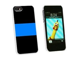 Graphics and More Thin Blue Line Police Snap On Hard Protective Case for iPhone 5/5s   Non Retail Packaging   White Cell Phones & Accessories