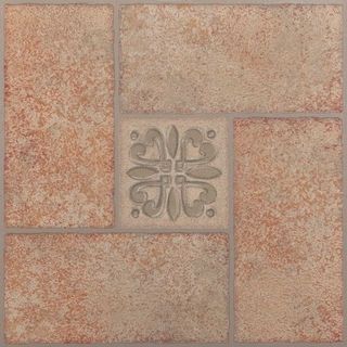 12x12 Nexus Beige Terracotta Motif Center Self Adhesive Vinyl Floor Tiles