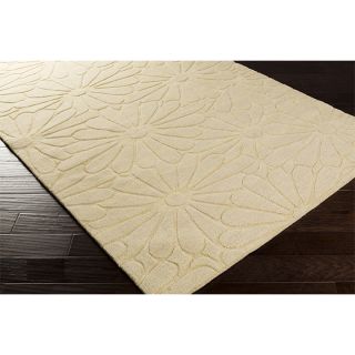 Surya Carpet, Inc Hand Loomed Nyssa Casual Solid Tone on tone Floral Wool Area Rug (8 X 11) Beige Size 8 x 10