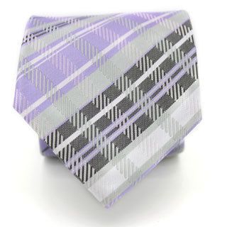 Ferrecci Purple Plaid Neck Tie And Handkerchief Set