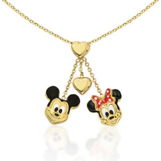 FuFoo Childs Enamel Mickey and Minnie with Heart Dangle Necklace in