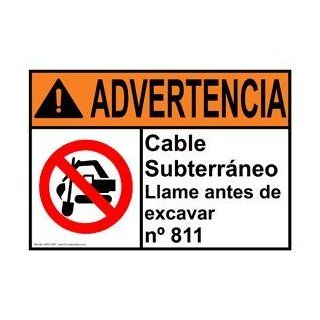ANSI WARNING Underground Cable CBefore Spanish Sign AWS 14047  Business And Store Signs 
