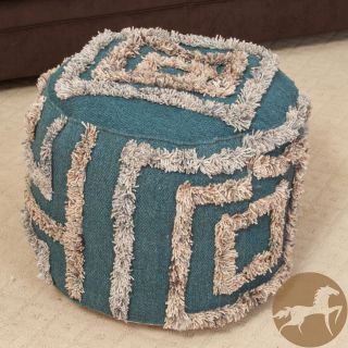 Christopher Knight Home Belize Teal Wool Pouf Ottoman