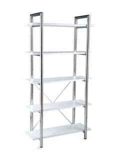 Leather Laurence 5 Shelf Bookcase (White) by Euro Style