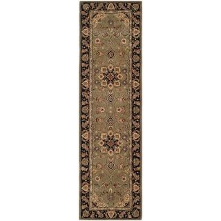 Safavieh Handmade Persian Court Sage/ Navy Wool/ Silk Rug (23 X 10)