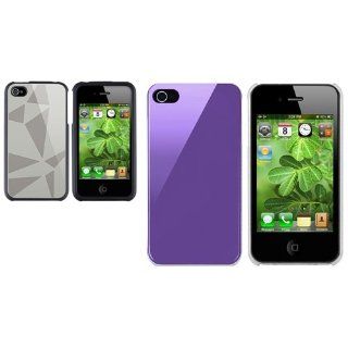 CommonByte Shiny Purple + Silver Triangle Aluminum Hard Clip on Case Cover For iPhone 4 G 4S Cell Phones & Accessories