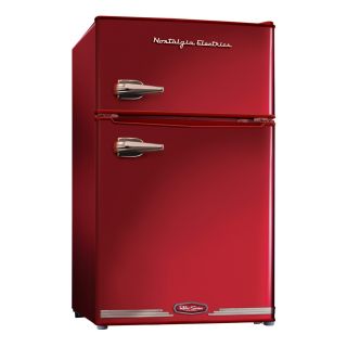 Nostalgia Electrics 3.1 cu ft Freestanding Compact Refrigerator with Freezer (Red)
