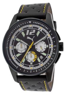 Puma PU101951009  Watches,Mens Chronograph Black Dial Black Leatherette, Chronograph Puma Quartz Watches