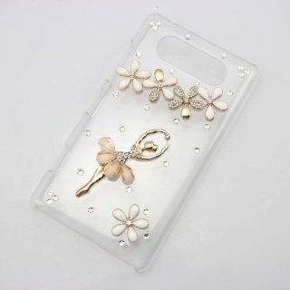 piaopiao bling 3D clear case ballet girl flower white diamond crystal hard back cover for Nokia Lumia 820 Cell Phones & Accessories