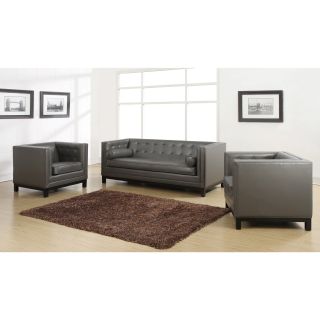Zoe Grey Leather 2 piece Living Room Set