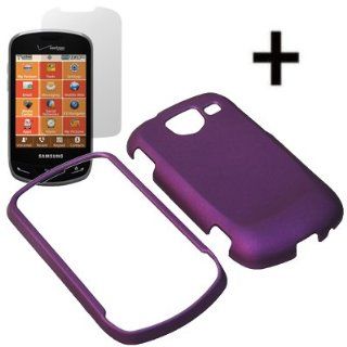 AM Hard Shield Shell Cover Snap On Case for Verizon Samsung Brightside U380 + Fitted Screen Protector  Purple Cell Phones & Accessories