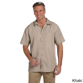 Harriton Mens Barbados Textured Camp Shirt Khaki Size XXL