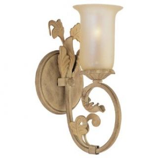 Sea Gull Lighting 41413 813 Single Light Windsor Manor Wall Sconce, Sandstone Finish with Excavated Pearl Glass Shade    