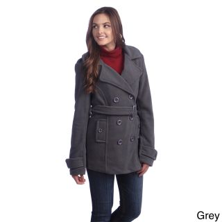 365 Apparel Hadari Womens Double breasted Belted Peacoat Grey Size S (4  6)