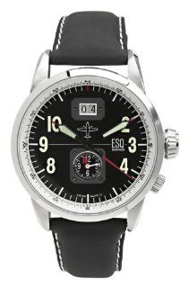 ESQ Movado Men's 7301130 Beacon Dual Time Black Leather Strap Watch Beacon Watches