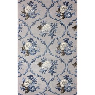 Nuloom Hand hooked Floral Wool Blue Rug (5 X 8)