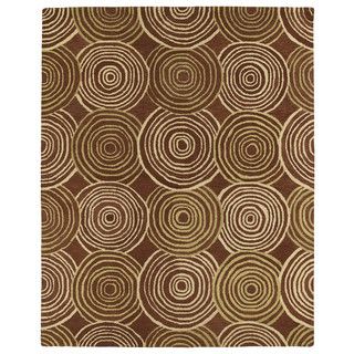 Kaleen Hand tufted Zoe Red Circles Wool Rug (8x10) Brown Size 8 x 10
