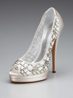 Embellished Peep Toe Pump by Casadei