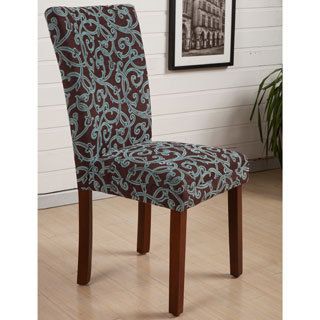 Hlw Arbonni Modern Parson Green Floral Dining Chairs (set Of 2)