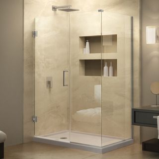 Dreamline Unidoor Plus 30.375   34.375 In. D X 45 In. W Frameless Hinged Shower Enclosure, Clear Glass